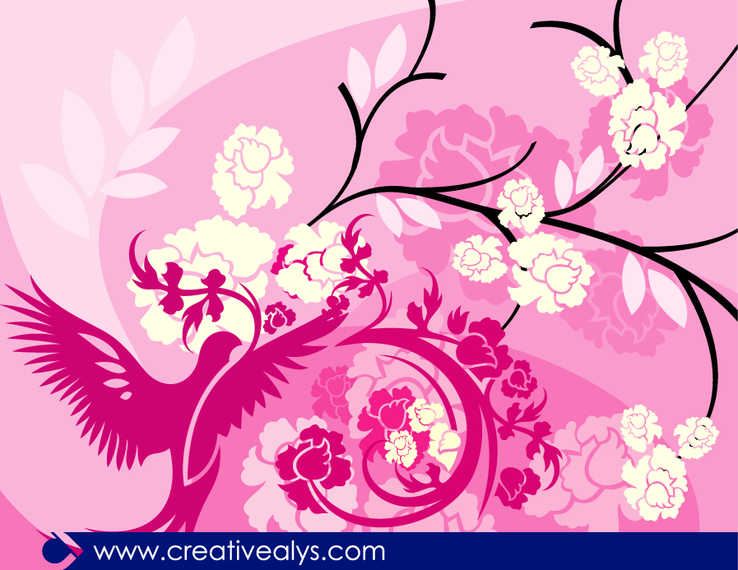 Floral Pinkish Background with Bird Floral Pinkish Background with Bird