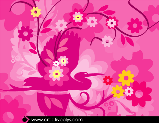 Hermosa obra de arte rosado floreciente