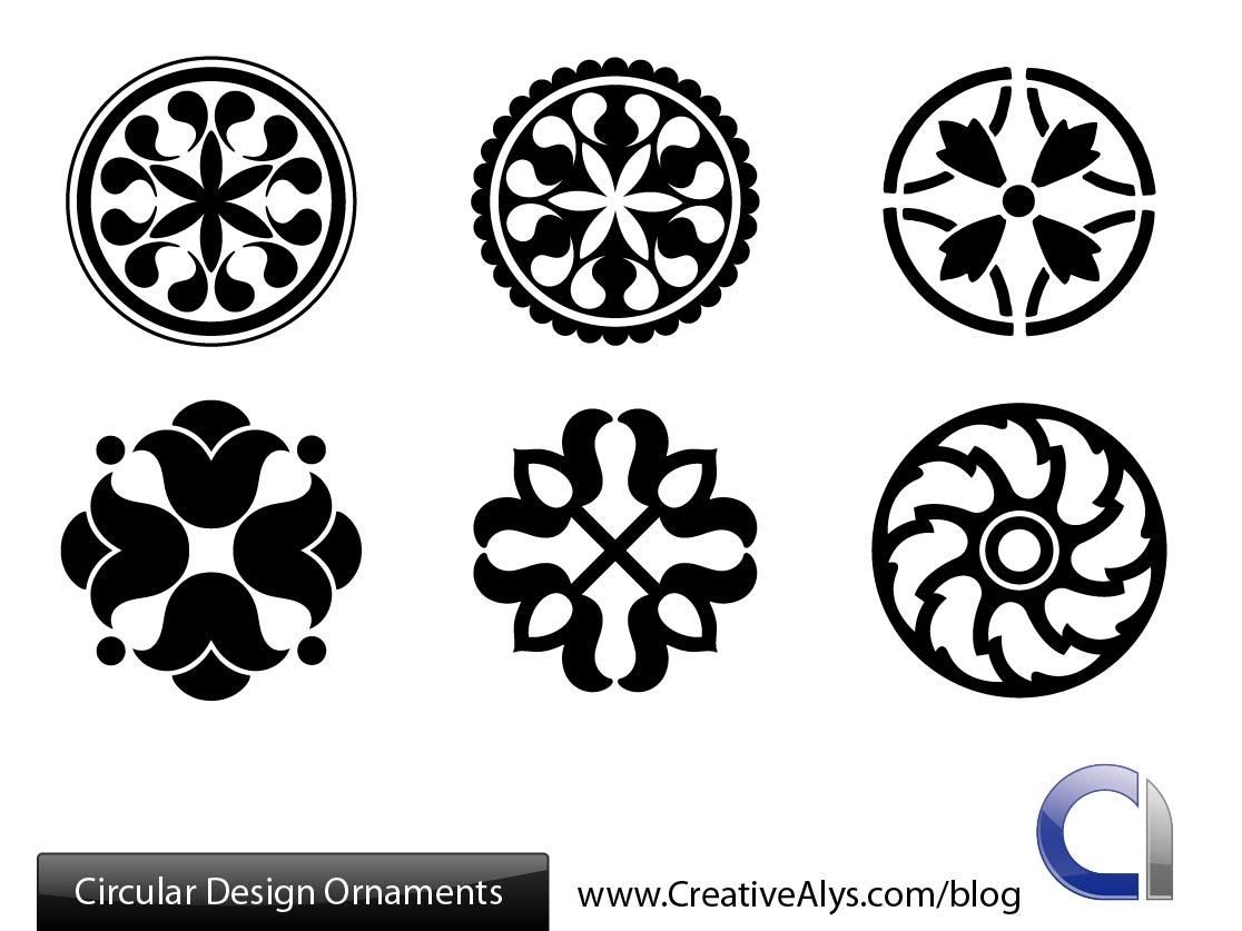 Pacote de ornamento circular preto e branco