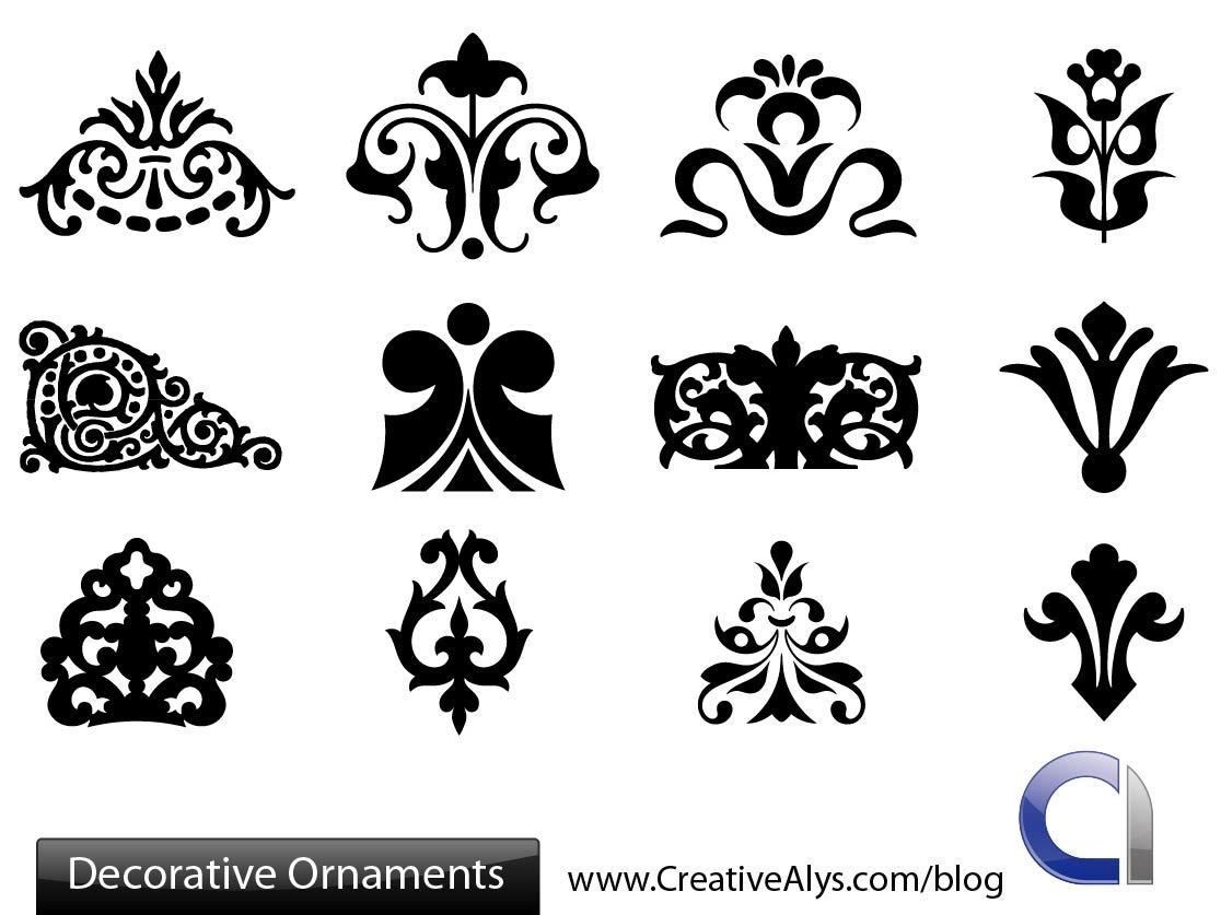Download Decorative Silhouette Floral Ornament Set - Vector download