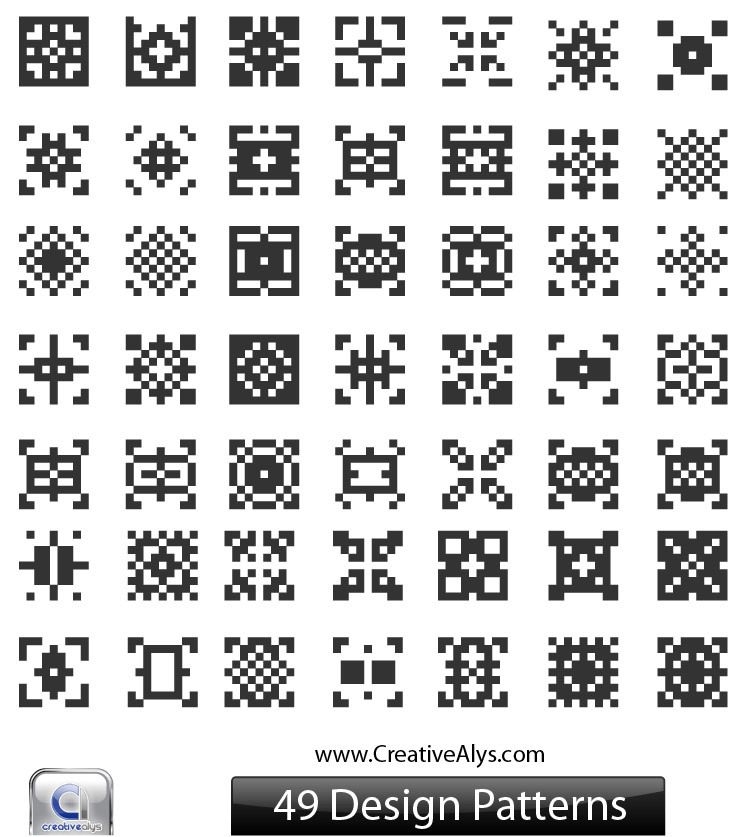 Conjunto de padrões QR abstratos em preto e branco