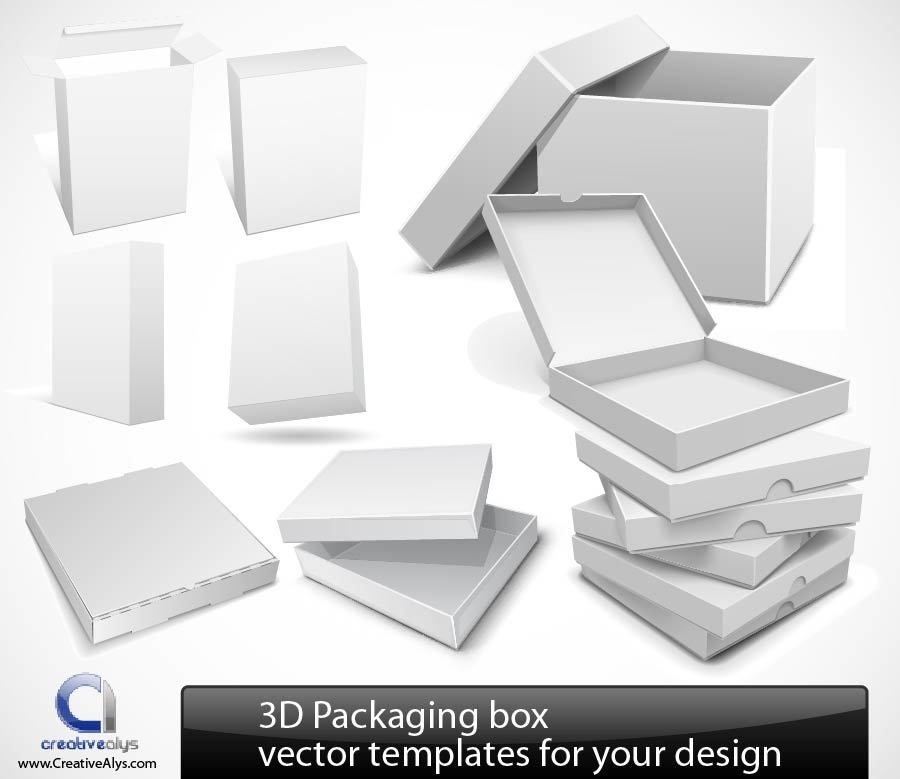 Hochglanzdetailiertes 3D-Verpackungsset