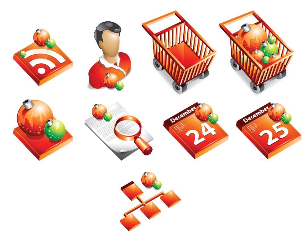 Paquete de iconos web estacionario y de negocios con temática navideña 3D