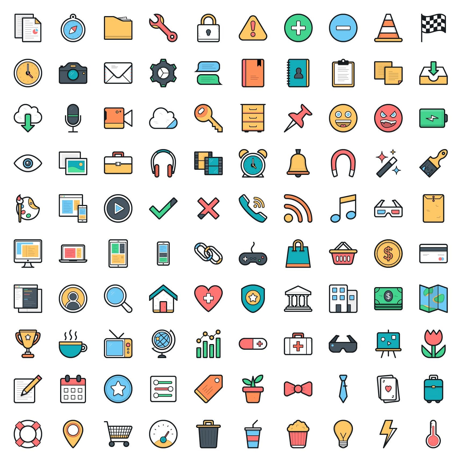 Funky Flat Colored Icon Pack - Vector download
