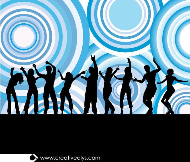 Dancing People Silhouettes Circles - Vector download