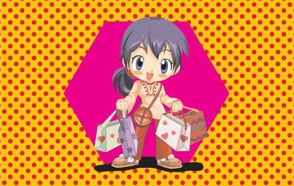 Anime Shopping Girl Vector Anime Shopping Girl Vector