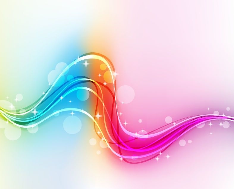 Fondo abstracto de ondas y símbolos de arco iris