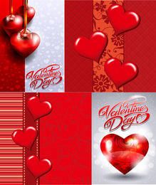 Conjunto de tarjeta de San Valentín corazones brillantes abstractos