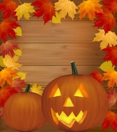 Pôster de Halloween assustador com moldura de outono