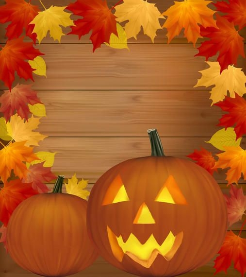 Autumn Framed Creepy Pumpkin Halloween Poster - Vector 