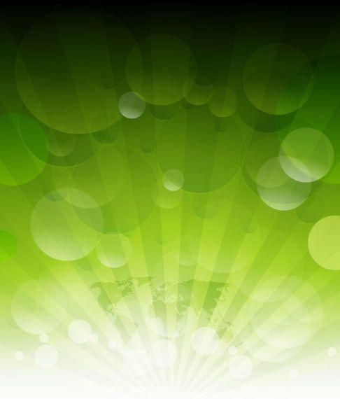 Rayos de sol brillantes en verde con burbujas y mapa Rayos de sol brillantes en verde con burbujas y mapa