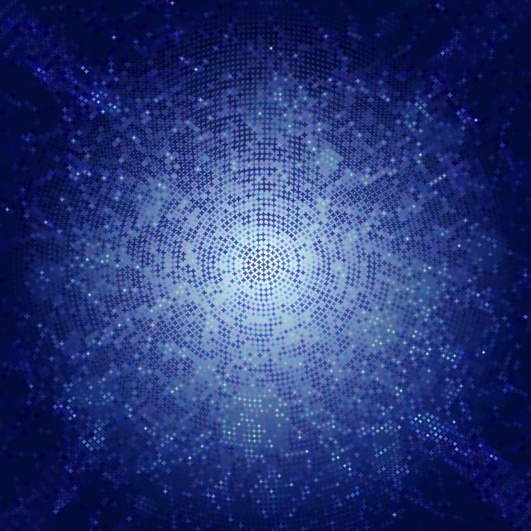 Blue Pixilated Starry Mosaic Elliptical Texture