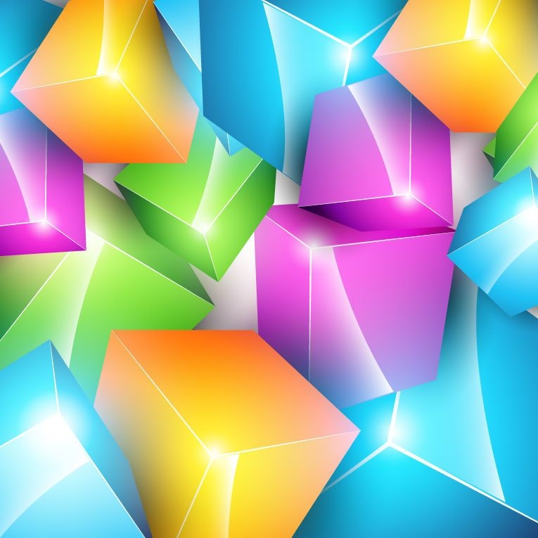 Download Colorful Crystallized 3D Cubes Background - Vector download