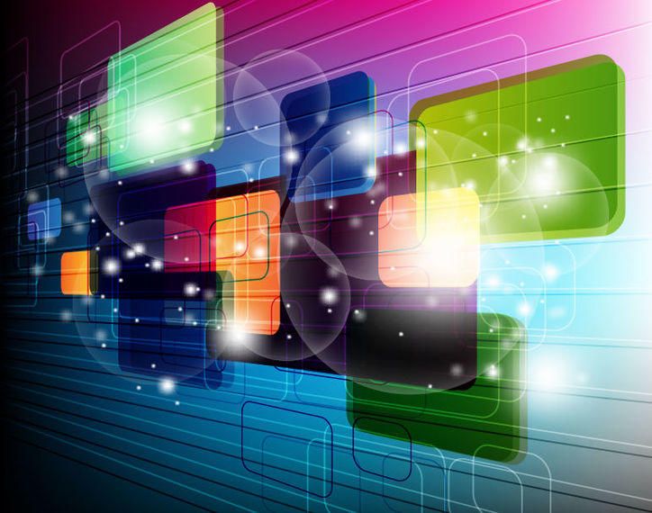 Fluorescent 3D Squares Technology Background Fluorescent 3D Squares Technology Background