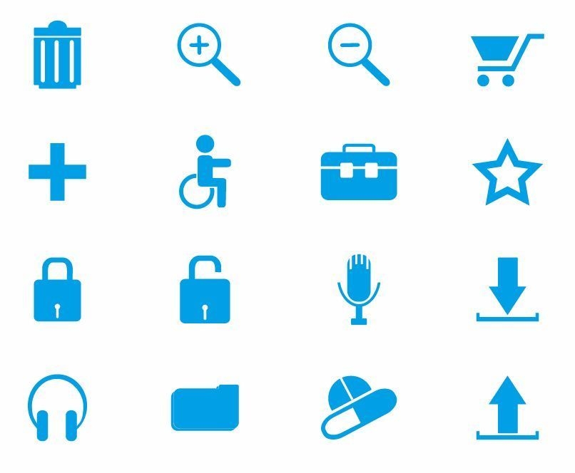 Paquete de iconos web azul estilo plano