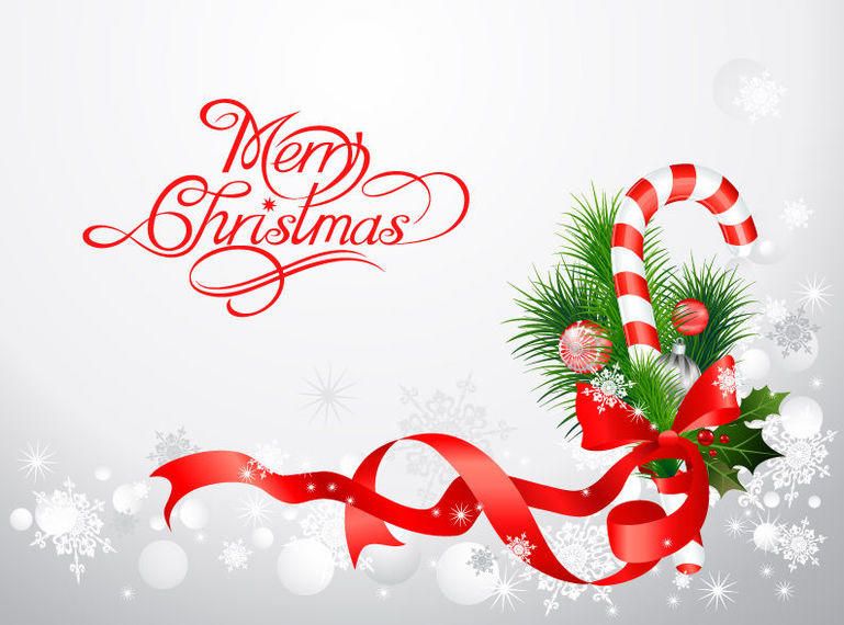 Decorative Christmas Card with Ribbon & Candy Decorative Christmas Card with Ribbon & Candy