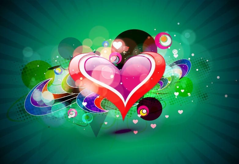 Fluorescent Heart with Colorful Bubbles & Sunbeam - Vector download