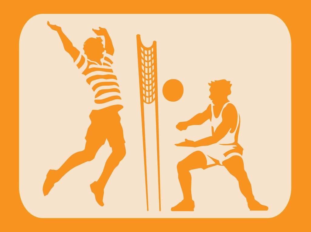 Beach-Volleyball-Skizze Silhouette