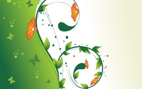 Ilustración de vector floral remolino verde 2