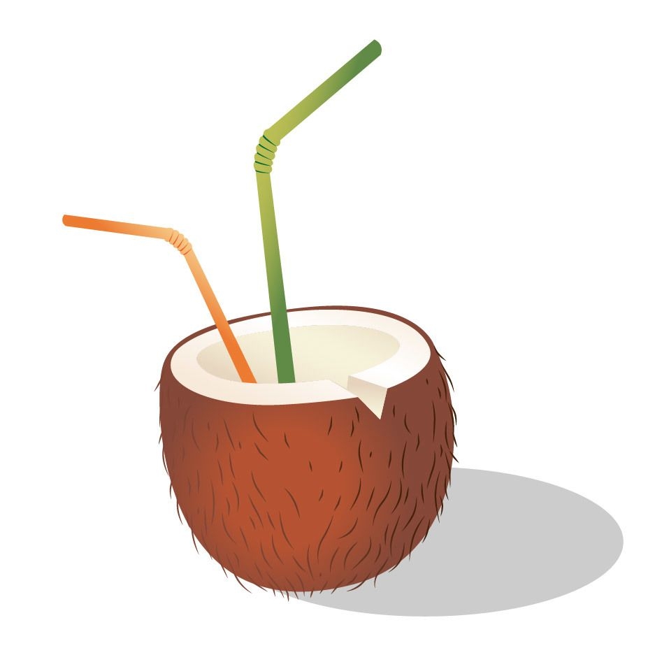Kokosnusscocktail mit Strohhalm