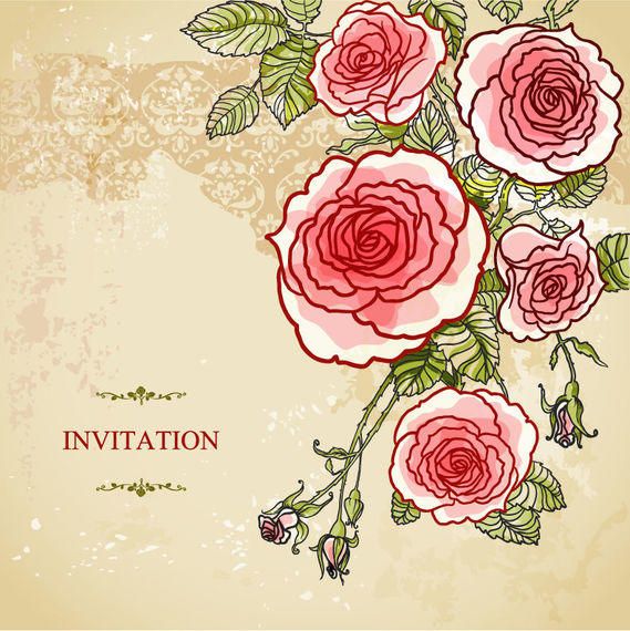 Invitación abstracta de la boda del vintage de las rosas Invitación abstracta de la boda del vintage de las rosas