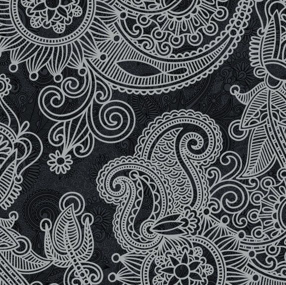 Patrón floral abstracto negro y blanco vintage Patrón floral abstracto negro y blanco vintage