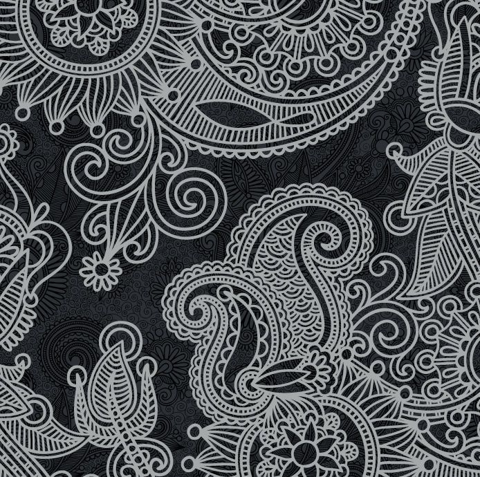 Patrón blanco y negro vintage floral abstracto