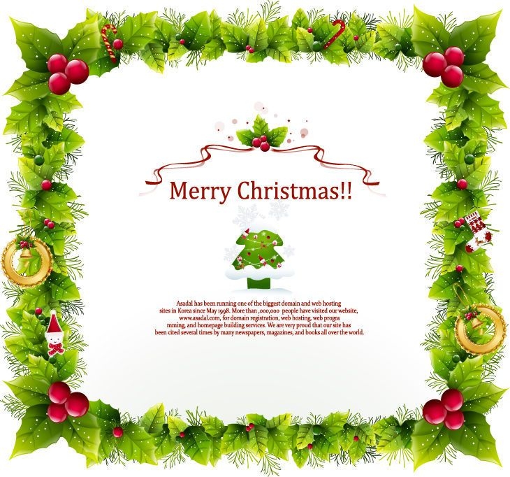 Plantilla de tarjeta de Navidad con marco floral