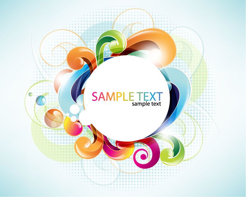 White Circular Banner With Colorful Swirls - Vector Download