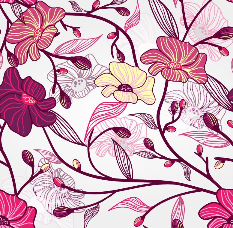 Seamless Retro Floral Pattern Background - Vector download