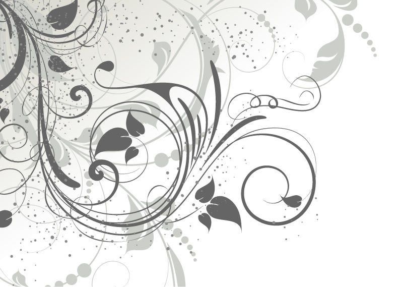 Swirling Grey Abstract Floral with Grunge Swirling Grey Abstract Floral with Grunge