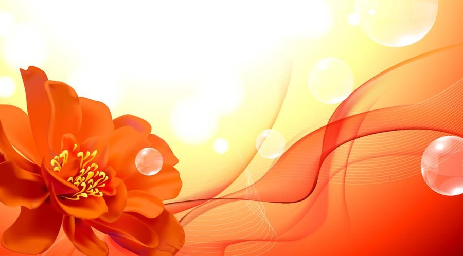 Orange Abstract Flower Waves Background - Vector download