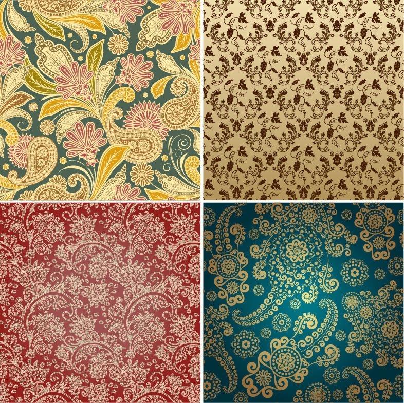 Conjunto de padrão floral vintage sem costura