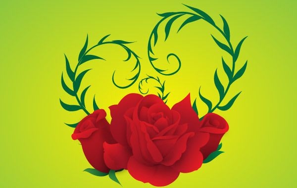 Fundo verde Vector Rose grátis