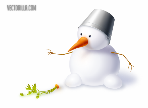 Cute Snowman with Carrot & Hat