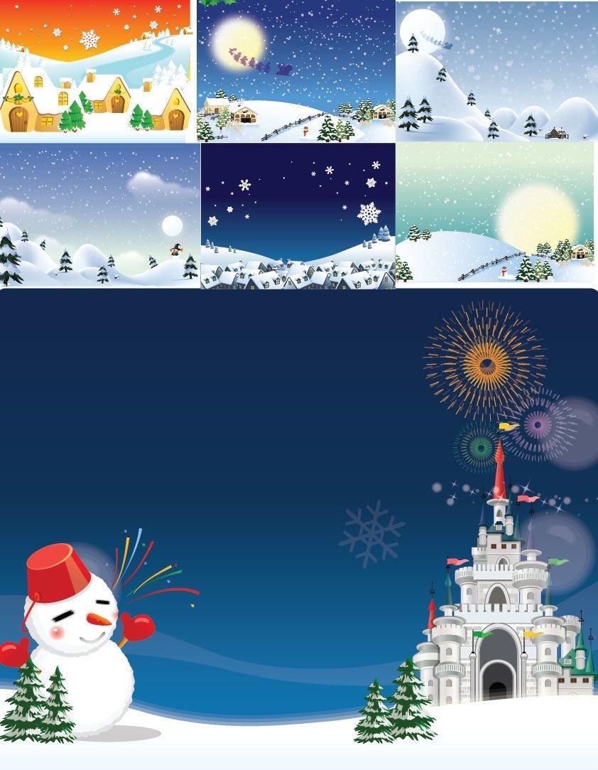 Funky Style Snowy Weihnachten Hintergrund Pack