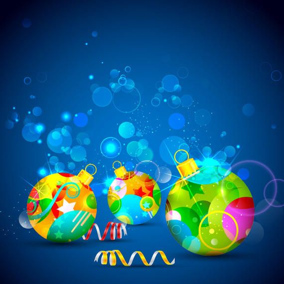 Decorative Baubles on Blue Abstract Background Decorative Baubles on Blue Abstract Background