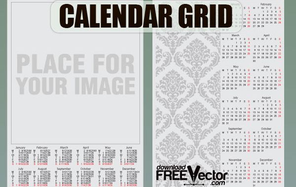 Plantilla de cuadrícula de calendario de vector libre