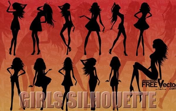 Silhouette of beautiful girls Silhouette of beautiful girls