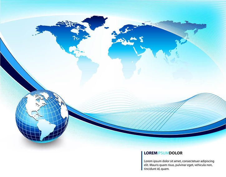Fundo azul de negócios com globo e ondas Fundo azul de negócios com globo e ondas