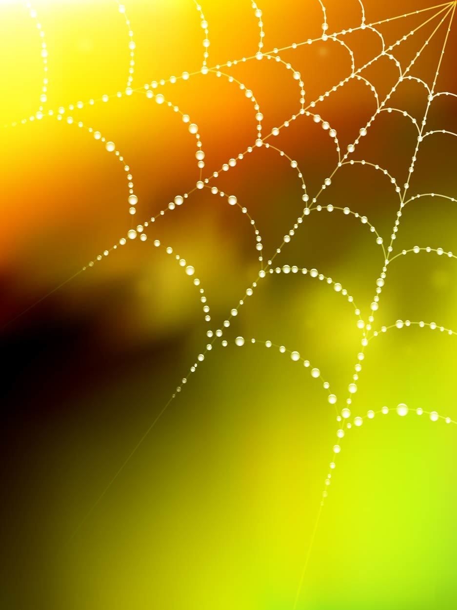 Glühender Spinnennetz-verschwommener Hintergrund mit Tröpfchen