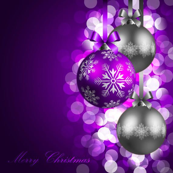 Glowing Bokeh Christmas Balls Purple Background - Vector download