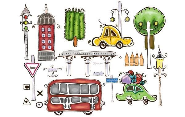 Handgemalter Schablonenvektor der freien Karikatur Handgemalter Schablonenvektor der freien Karikatur