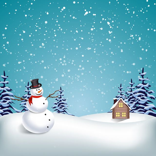 Winter landscape with snowman - Vector download