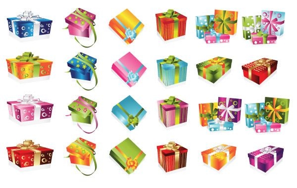 24 caixas de presente coloridas