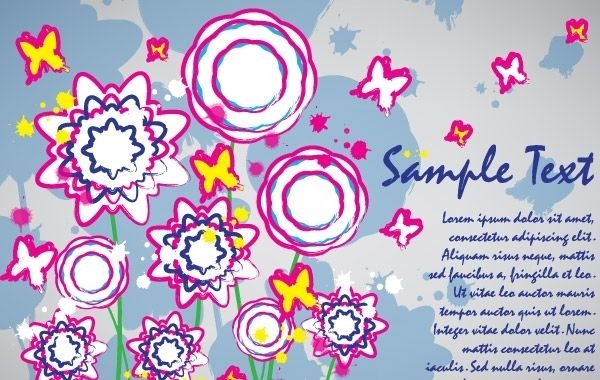 Design de escova de cartão de flores coloridas