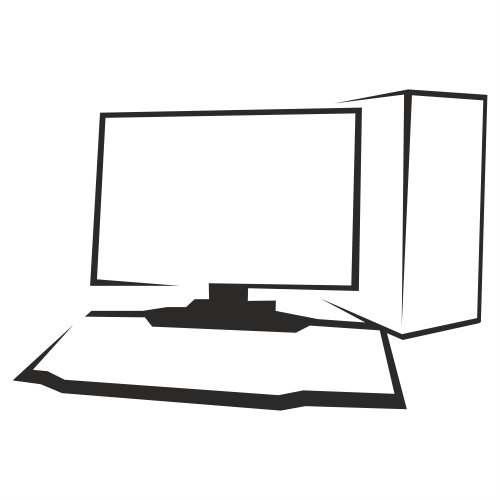 Outlined Black & White Desktop PC - Vector download