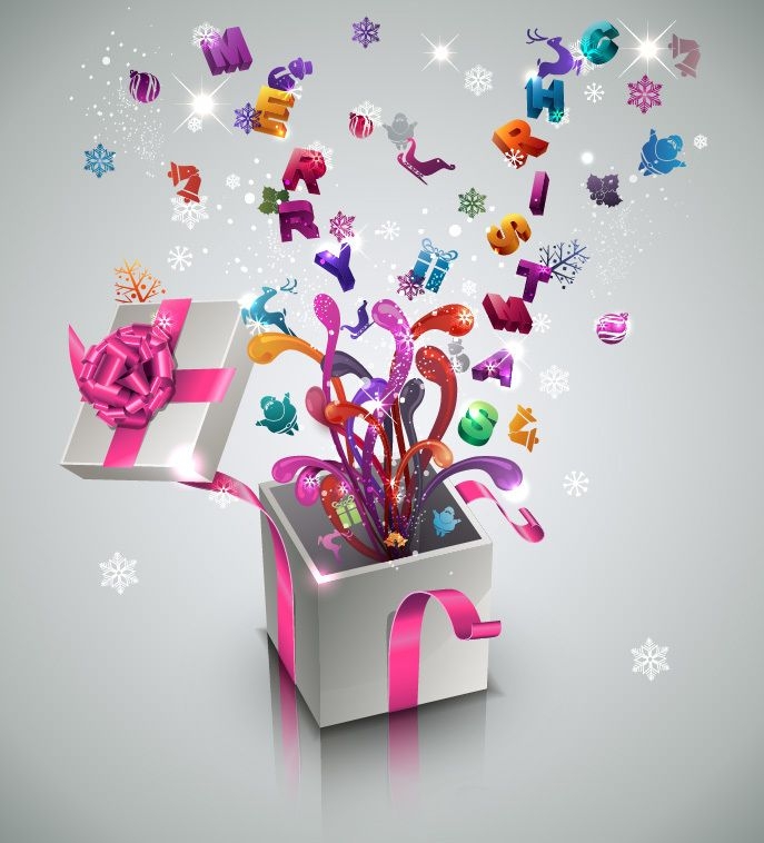 Caja de regalo de celebración y año nuevo 3D