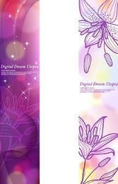 Plantilla de folleto púrpura brillante con lirio