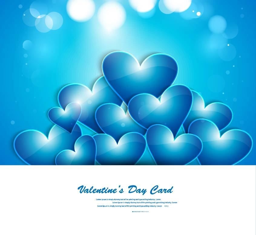 Cartão de Dia dos Namorados com Coração Brilhante Azul